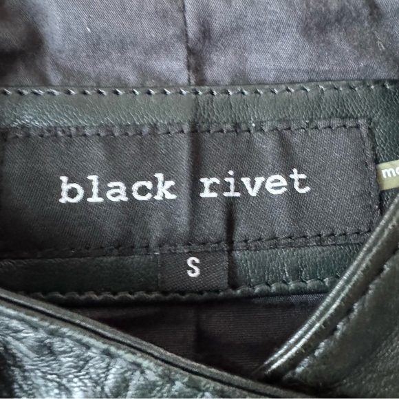 Black Rivet Small Green Distressed Leather Moto Jacket Full Zip Biker - Picture 4 of 12